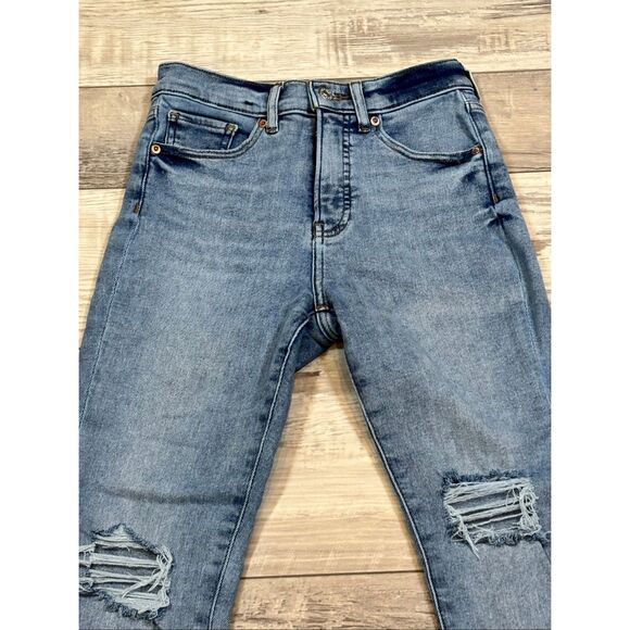 Express high-rise cropped skinny distressed jeans size 0 - Picture 2 of 12